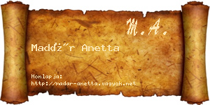 Madár Anetta névjegykártya